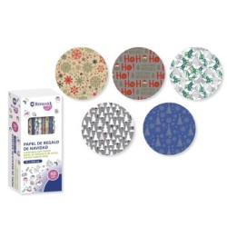 9510-PAPEL DE REGALO NAVIDAD ORO/PLATA 70X200 BISMARK 329860