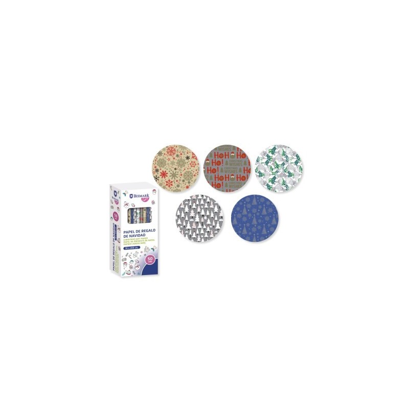 9510-PAPEL DE REGALO NAVIDAD ORO/PLATA 70X200 BISMARK 329860