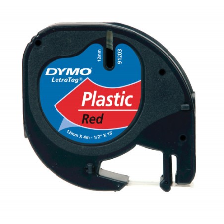 954-CINTA ROTULADORA LETRATAG 12MMX4M NEGRO/ROJO DYMO S0721630
