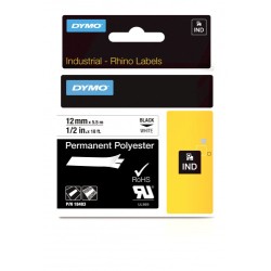 959-CINTA ROTULADORA RHINOPRO POLISTER 12MMX5,5M NEGRO/BLANCO DYMO 18483