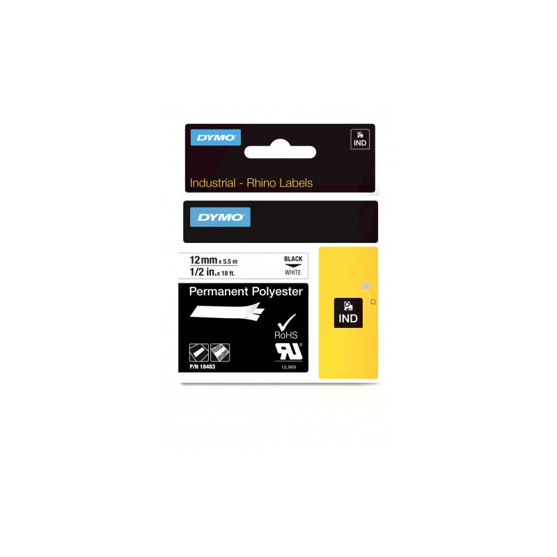 959-CINTA ROTULADORA RHINOPRO POLISTER 12MMX5,5M NEGRO/BLANCO DYMO 18483 959-CINTA ROTULADORA RHINOPRO POLISTER 12MMX5,5M NEGRO/BLANCO DYMO 18483
