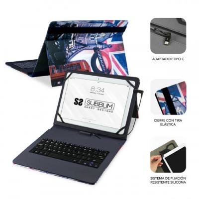 SUBBLIM Funda con Teclado Micro USB USB C KEYTAB USB 101 England