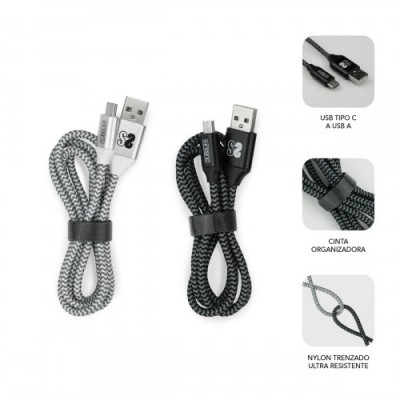 SUBBLIM PACK 2 CABLES USB TIPO USB C A 30 1 M BLACK SILVER