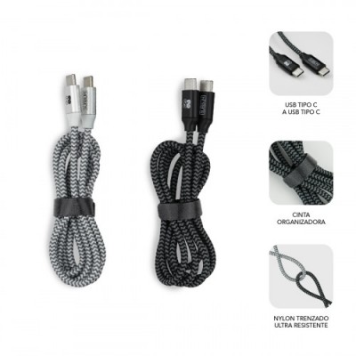 SUBBLIM PACK 2 CABLES USB TIPO USB C A USB C 1 M BLACK SILVER