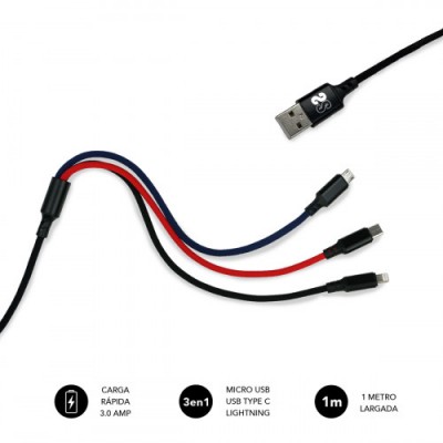 SUBBLIM Cable Premium 3in1 30 Micro USBType CLightning