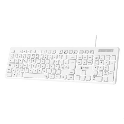 SUBBLIM Teclado Ergonomico Business Slim Silencioso con cable USB Blanco