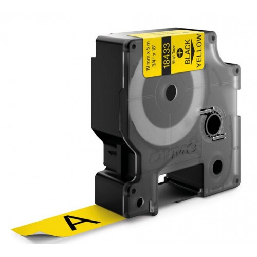965-CINTA ROTULADORA RHINOPRO VINILO 19MMX5.5M NEGRO/AMARILLO DYMO 18433