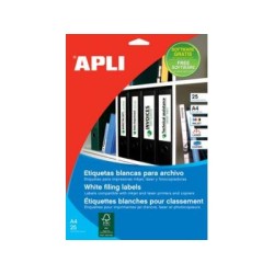 9695-PACK 25 HOJAS (100 UDS) ETIQUETAS BLANCAS 190X61MM APLI 1233