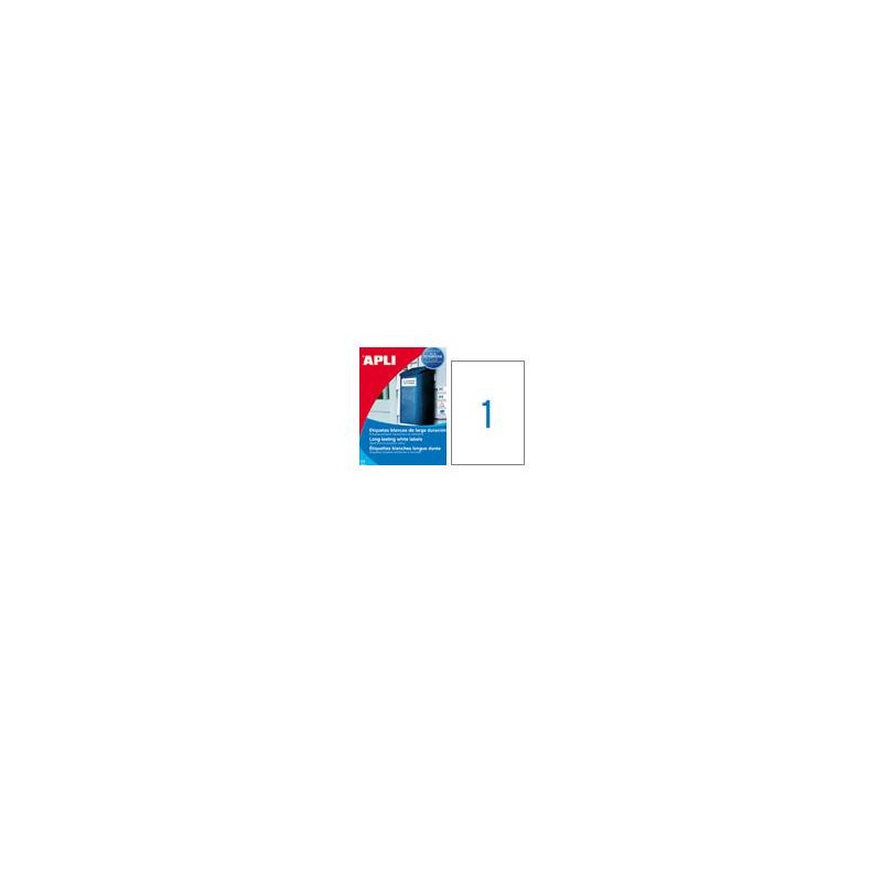 9696-PACK 20 HOJAS (20 UDS) ETIQUETAS BLANCAS 210X297MM APLI 1228