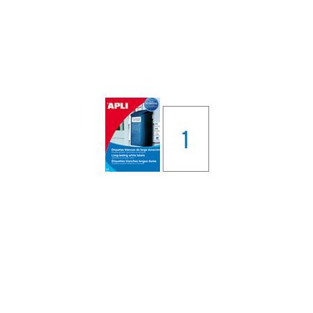 9696-PACK 20 HOJAS (20 UDS) ETIQUETAS BLANCAS 210X297MM APLI 1228