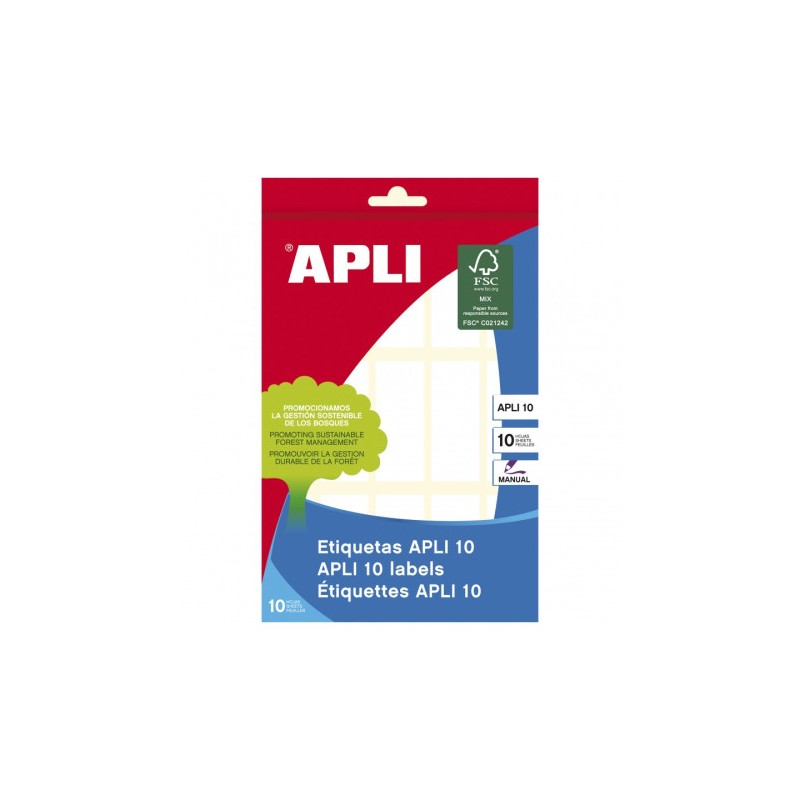9704-PACK 10 HOJAS (150 UDS) ETIQUETAS BLANCAS 20X50 APLI 1642