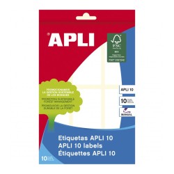 9709-PACK 10 HOJAS (60 UDS) ETIQUETAS BLANCAS 34X67 APLI 1651