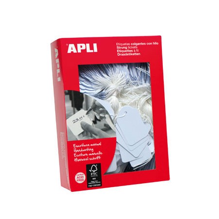 9710-CAJA 500 ETIQUETAS BLANCAS CON HILO 50X70 APLI 396
