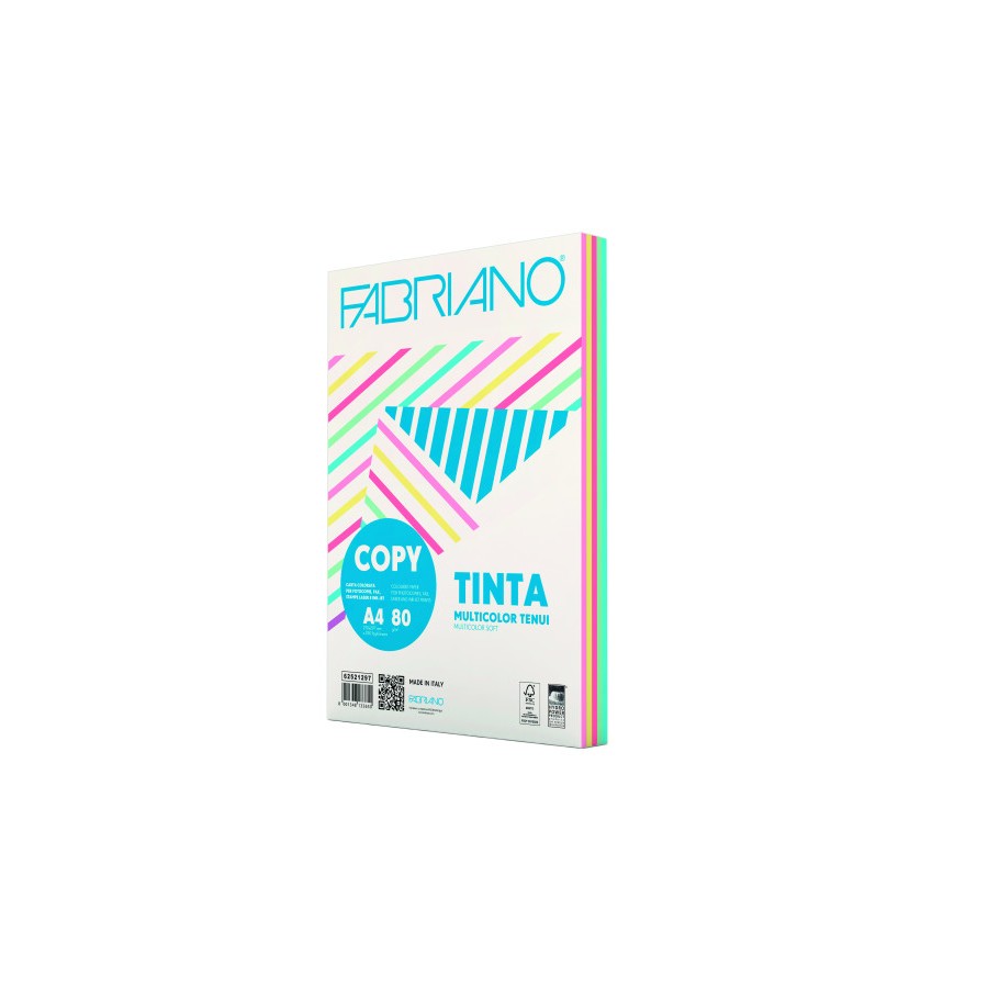 9744-PAQUETE 250 HOJAS A4 80G COLORES SURTIDOS PASTEL (50 HOJAS X COLOR) FABRIANO F62521297 9744-PAQUETE 250 HOJAS A4 80G COLORES SURTIDOS PASTEL (50 HOJAS X COLOR) FABRIANO F62521297
