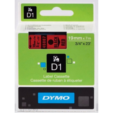 976-CINTA ROTULADORA D1 19MMX7M NEGRO/ROJO DYMO S0720870
