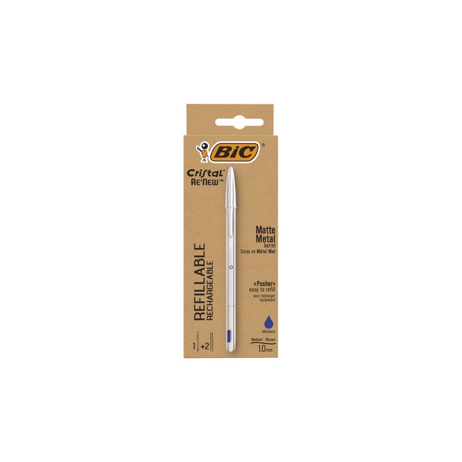 9779-BOLIGRAFO RENEW CUERPO METAL TINTA AZUL BIC 997202