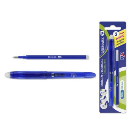 9850-BOLIGRAFO BORRABLE C/CAPUCHON+1 RECAMBIO AZUL BISMARK 329570