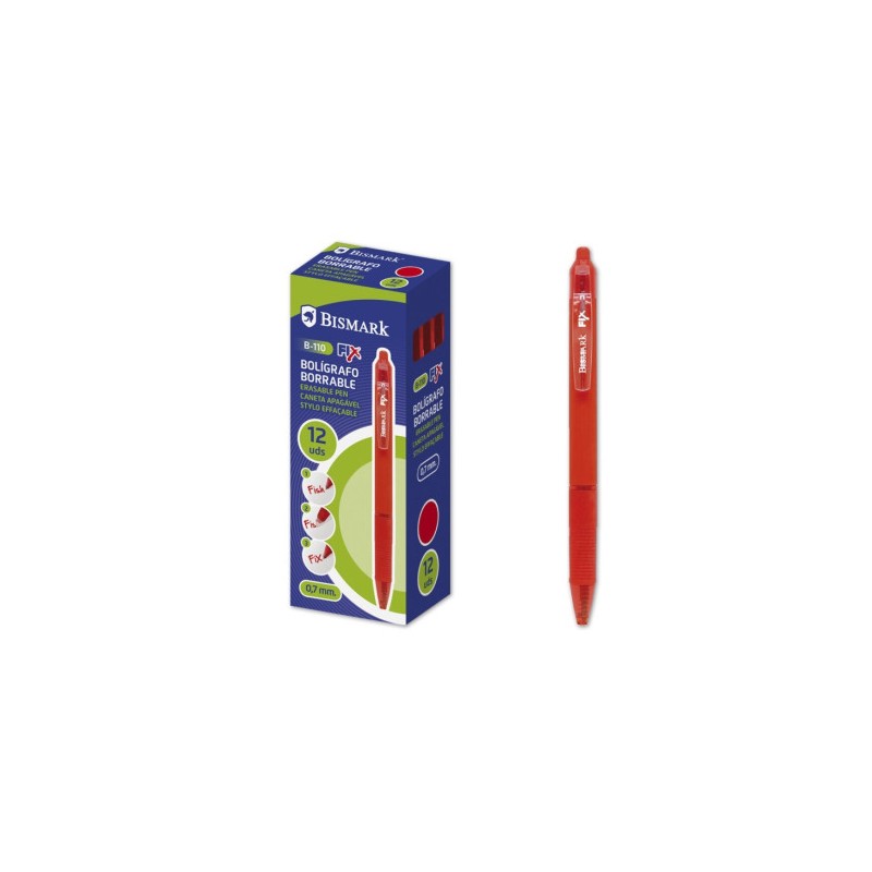 9858-BOLIGRAFO BORRABLE C/CLIP ROJO BISMARK 330217