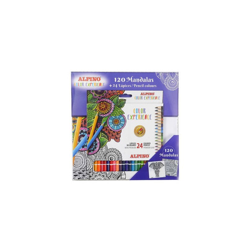 9932-SET LIBRO 120 MANDALAS + 24 LAPICES COLOR EXPERIENCE ALPINO AL000250