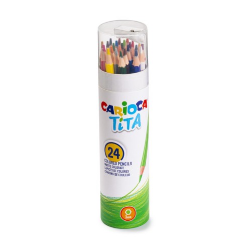 9967-TUBO 24 UNIDADES LAPICES DE COLORES HEXAGONALES + SACAPUNTAS CARIOCA 43341