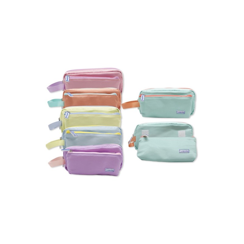 9970-PORTATODO TACTO SUAVE PASTEL DOBLE C/ASA COLORES SURTIDOS LAGART 329272